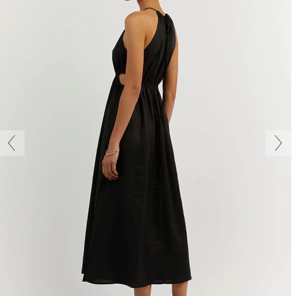 BRAND NEW DISSH BONNIE BLACK LINEN MIDI DRESS, size 12 US - Picture 2 of 5